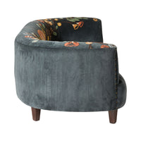 Freya Embroidered Sofa Blue Velvet