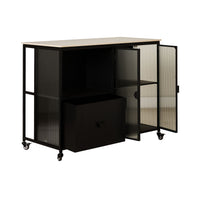 Nero Kitchen Island Bench with Drawer Black 120cm