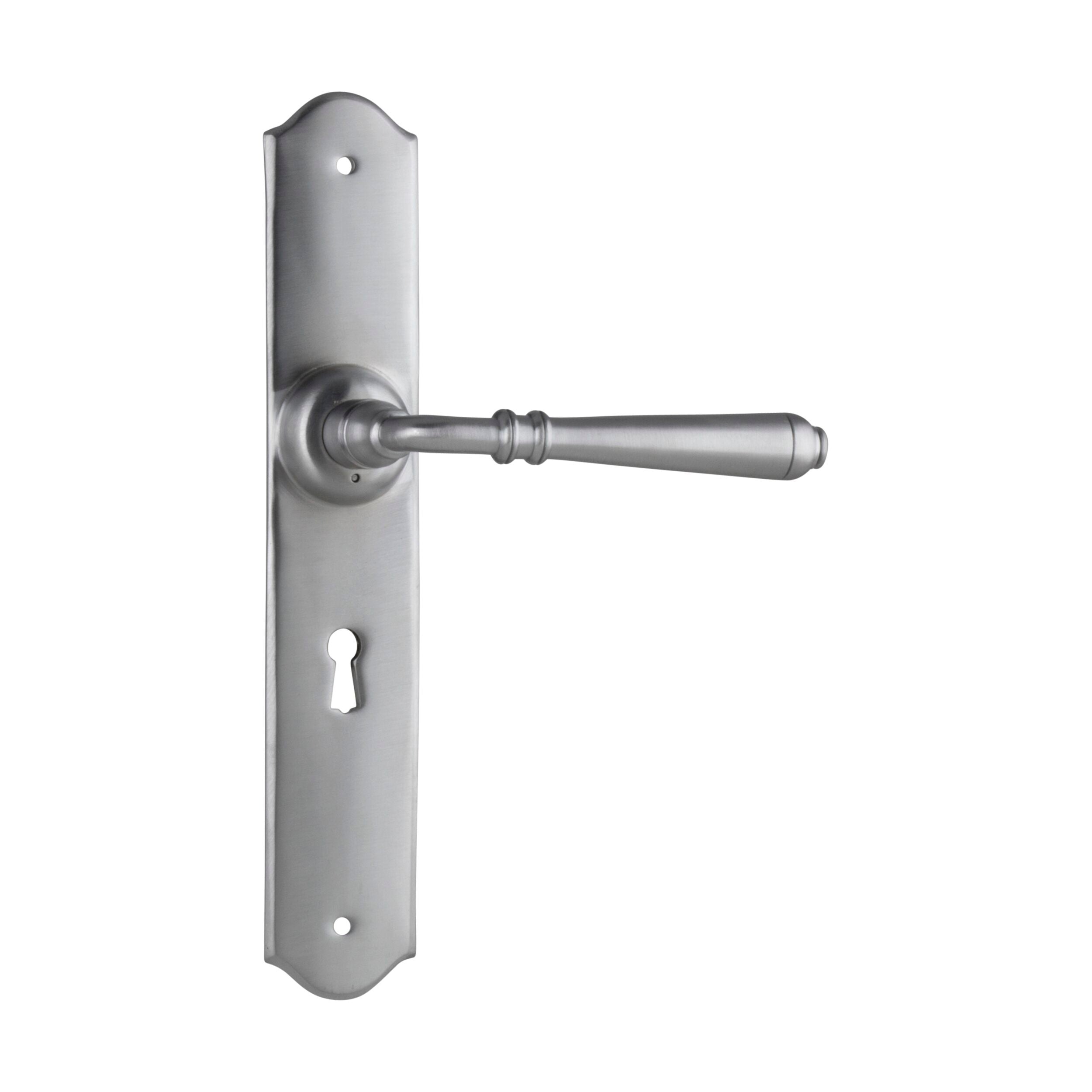 0750 Door Lever Reims Lock Pair Satin Chrome H240xW40xP70mm