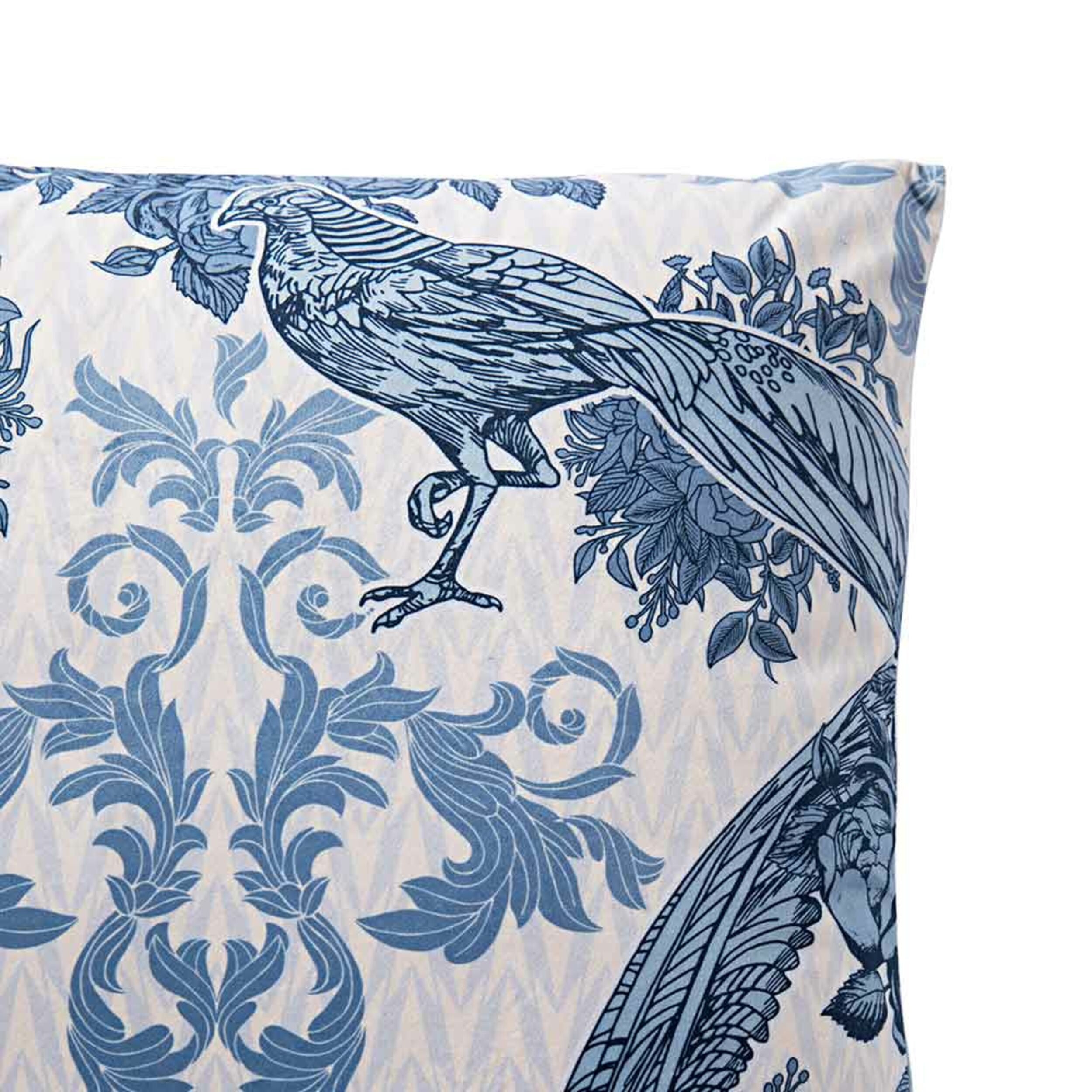 Vintage Reverse Birds/Striped Velvet Cushion 50x50cm