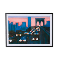 New York At Dusk Framed Glass Print 102.8x72.8cm