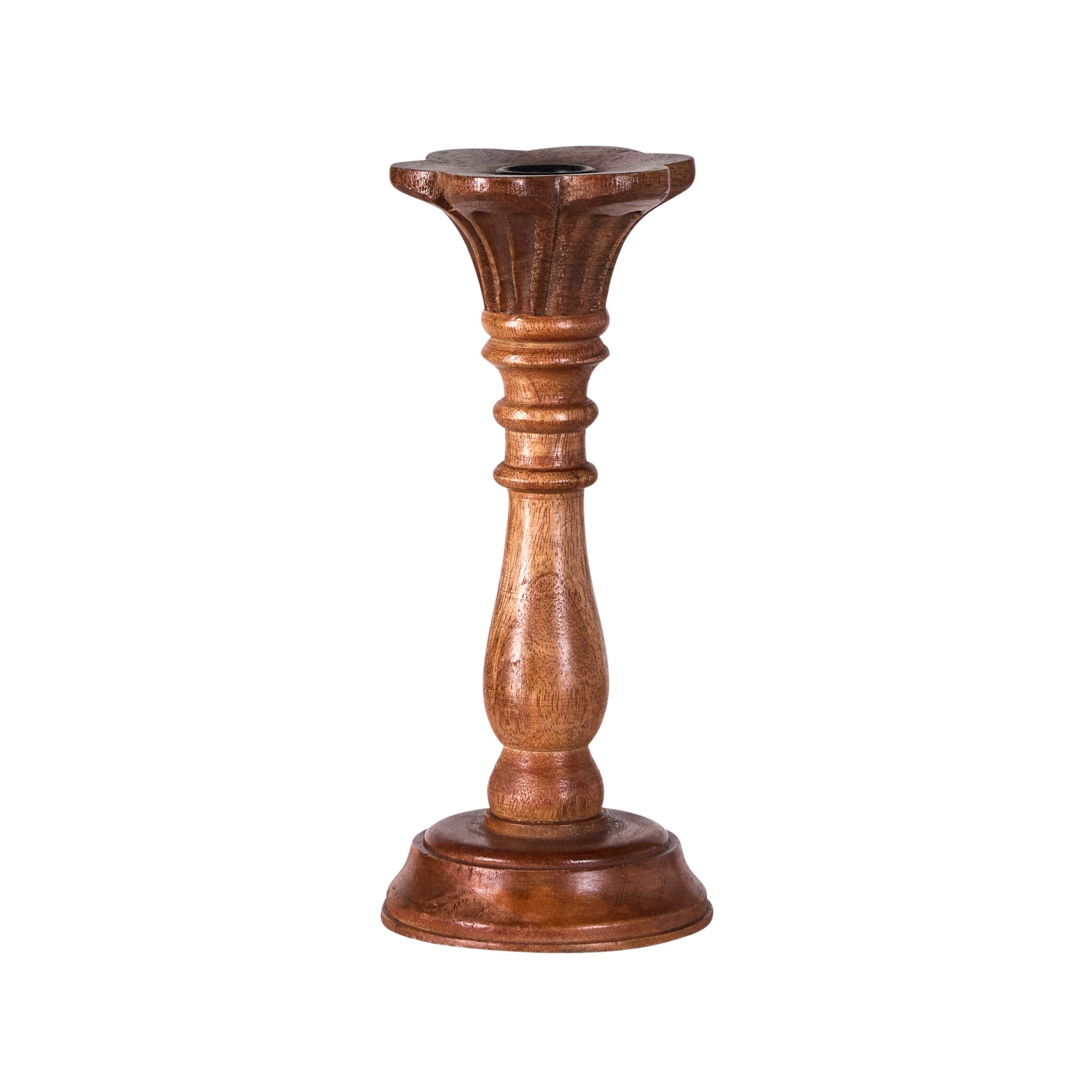 Sati Scalloped Wooden Candle Holder Small