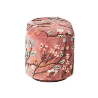 Freya Embroidered Ottoman Rose Pink Velvet