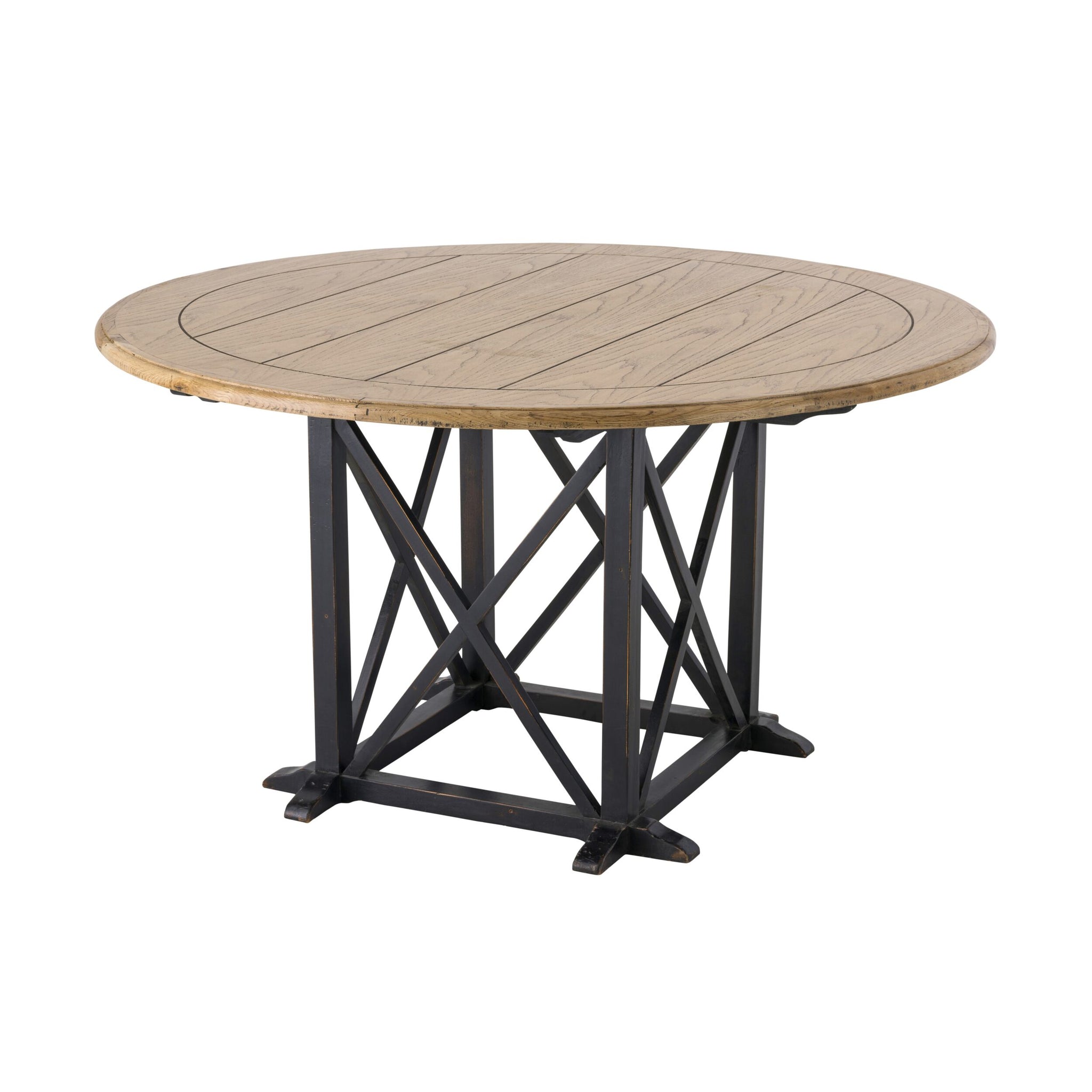 Provincial Oak Round Dining Table 140cm Distressed Black