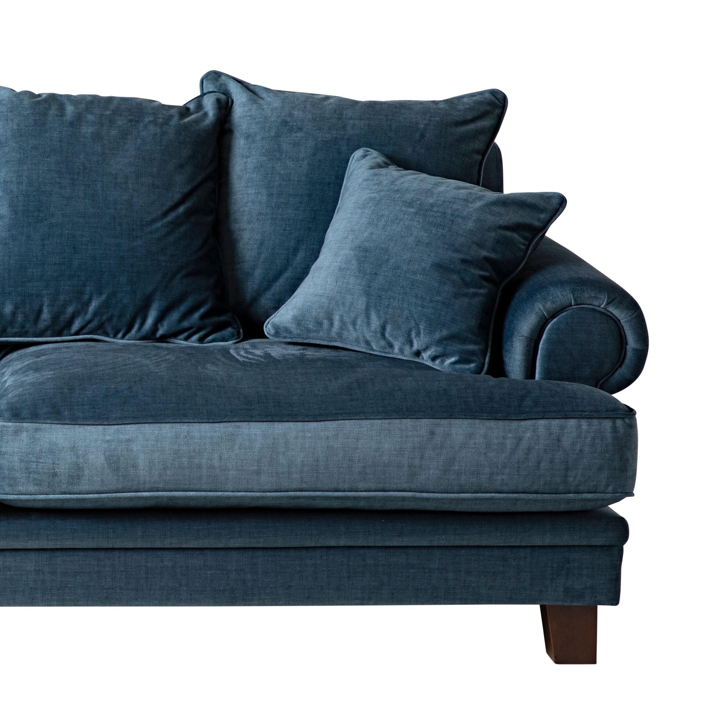 Lisette 3.5 Seater Luxe Velvet Sofa Marine Blue Custom C-006