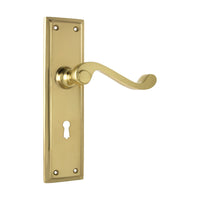 1005 Door Lever Milton Lock Pair Polished Brass H200xW50xP68mm