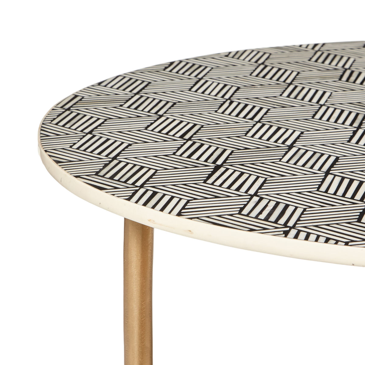 Aria Bone Inlay Round Coffee Table Large Black and White Early Settler AU