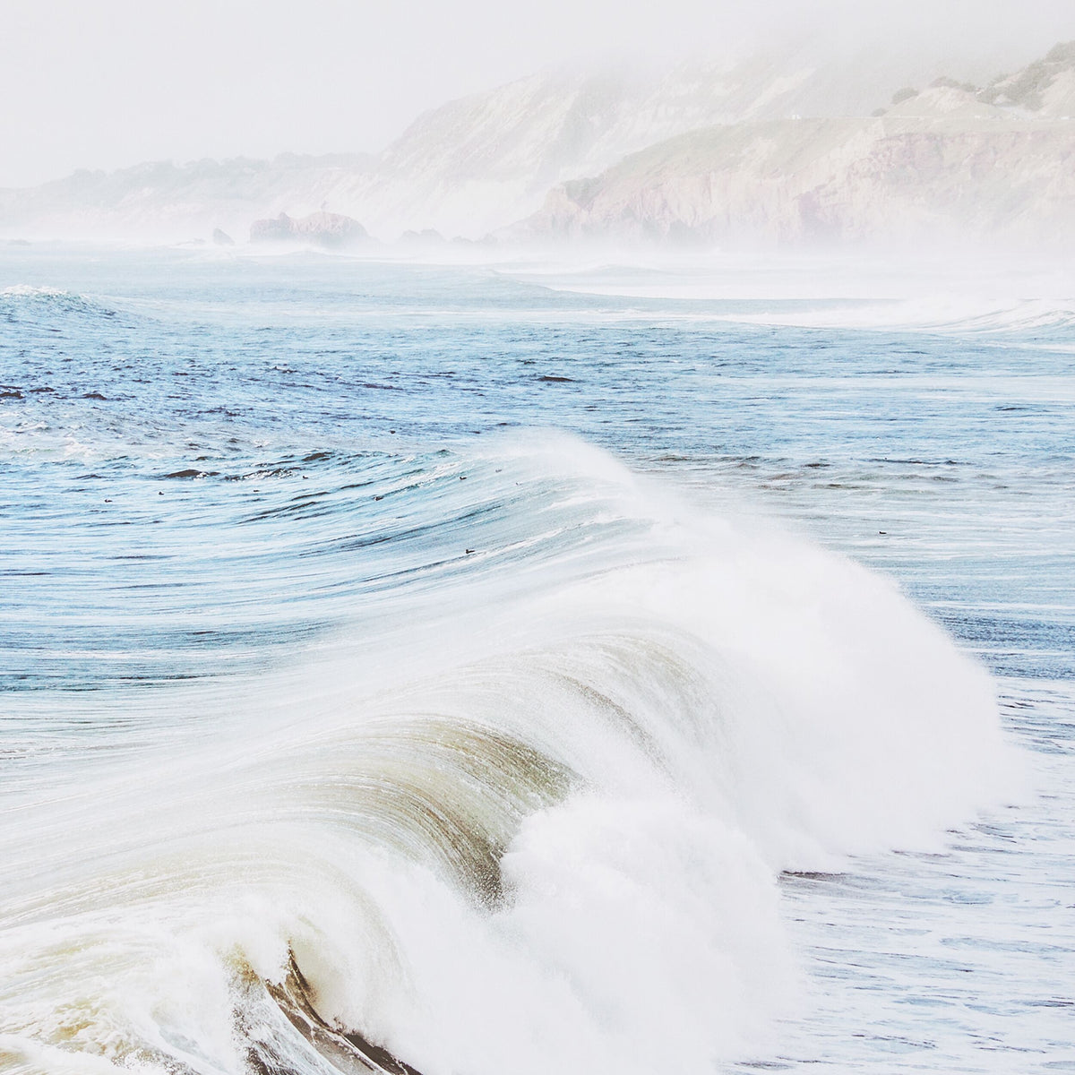 Breaking Waves Framed Glass Print 70x105cm