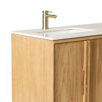 Remi Double Bathroom Vanity Teak with Stone Top 1510mm Package