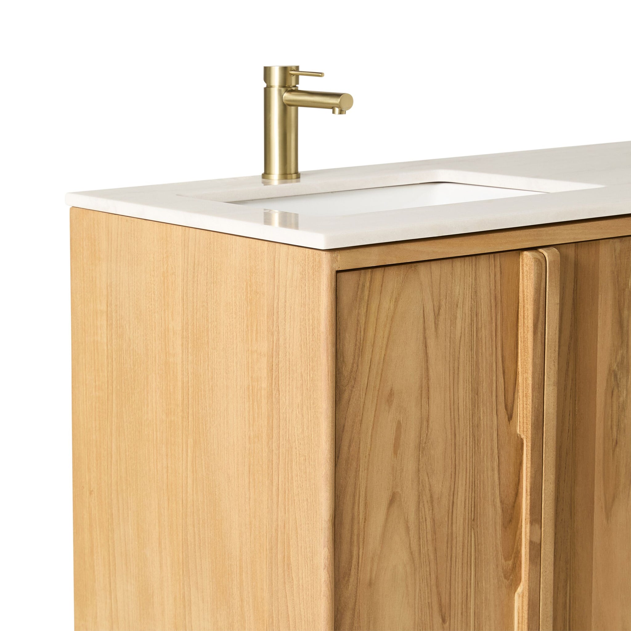 Remi Double Bathroom Vanity Teak with Stone Top 1510mm Package