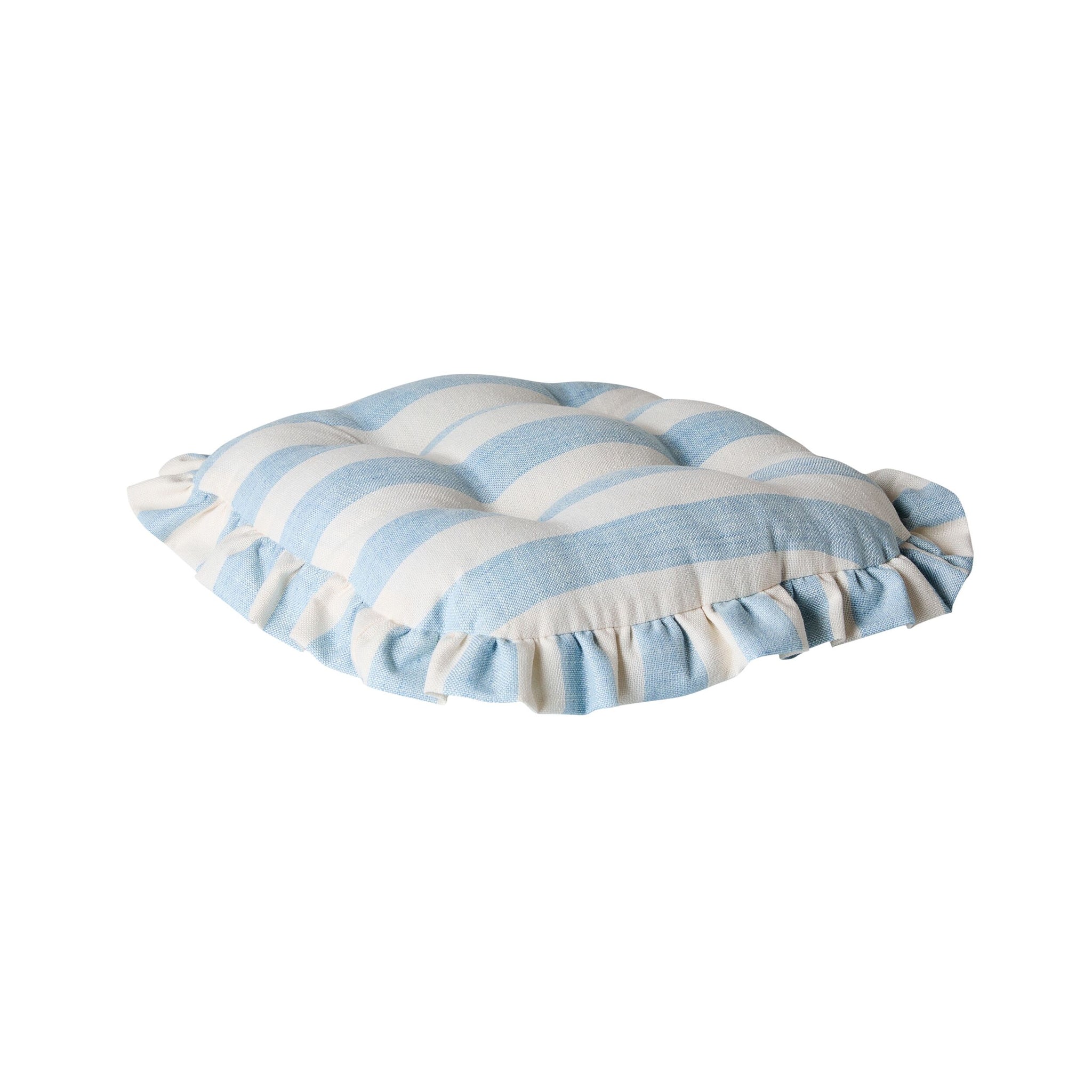 Marais Block Stripe Ruffle Seat Cushion Sky Blue