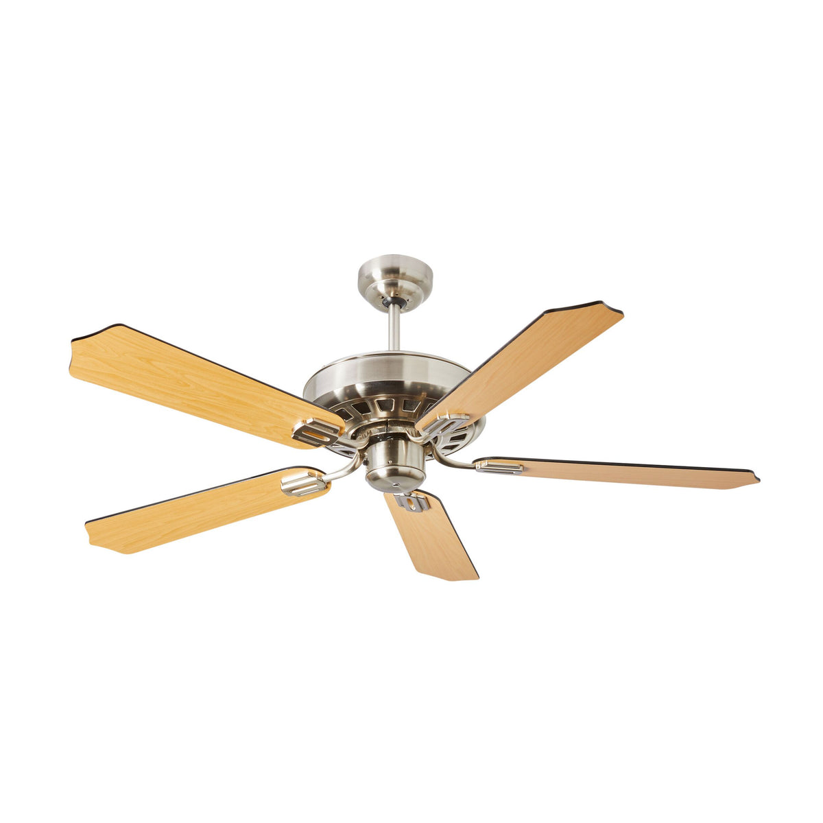 Portland Indoor AC Ceiling Fan Brushed Nickel Pale Oak or Black fini