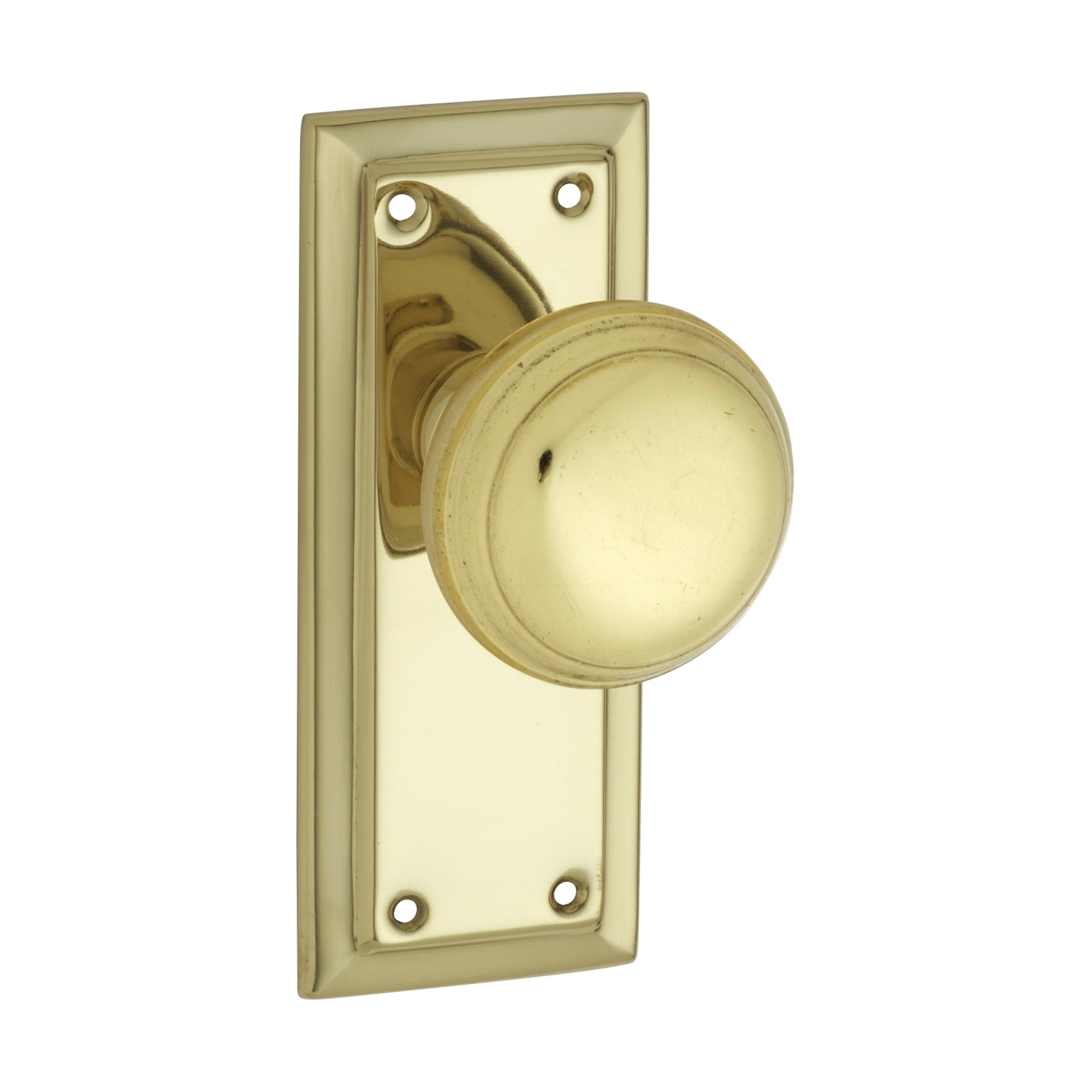 0980 Door Knob Richmond Latch Pair Polished Brass H125xW50xP62mm