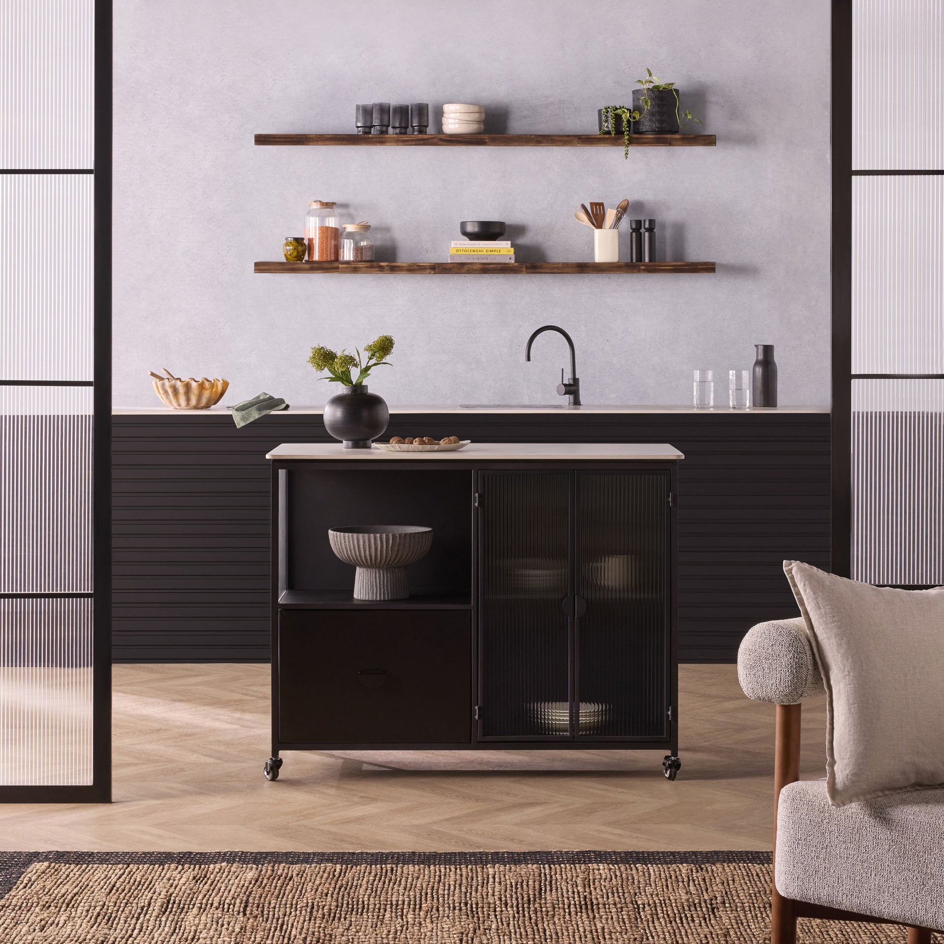 Nero Kitchen Island Bench with Drawer Black 120cm – Early Settler Australia