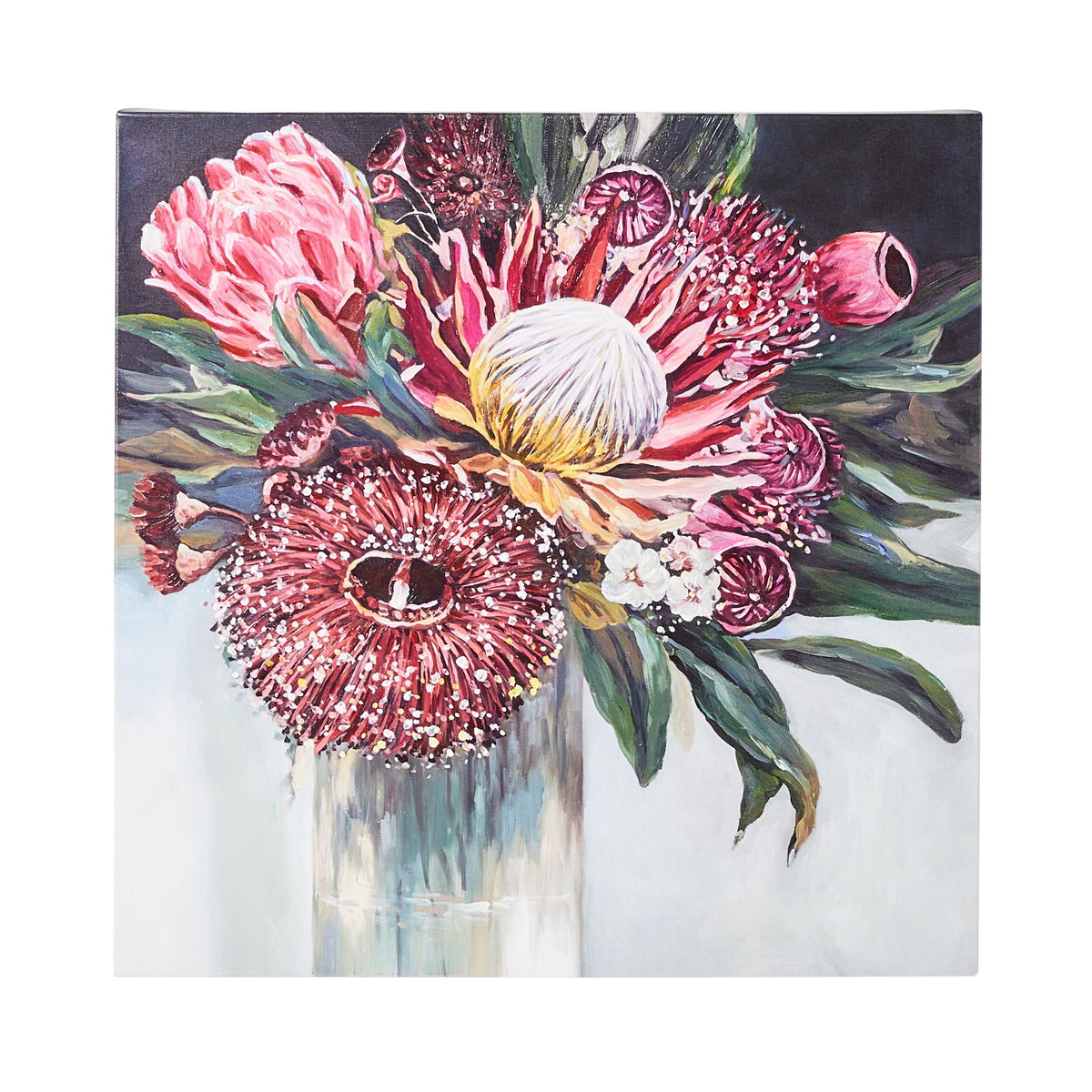 Vase of Crimson Natives II Canvas Print 60x60cm