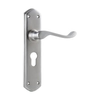 0892E Door Lever Windsor Euro Pair Satin Chrome H200xP60xW45mm