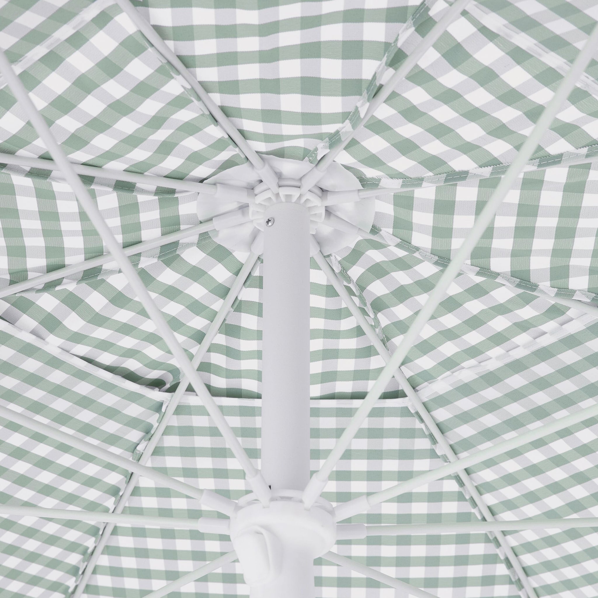 Amalfi Umbrella Scallop Edge Green/White Gingham