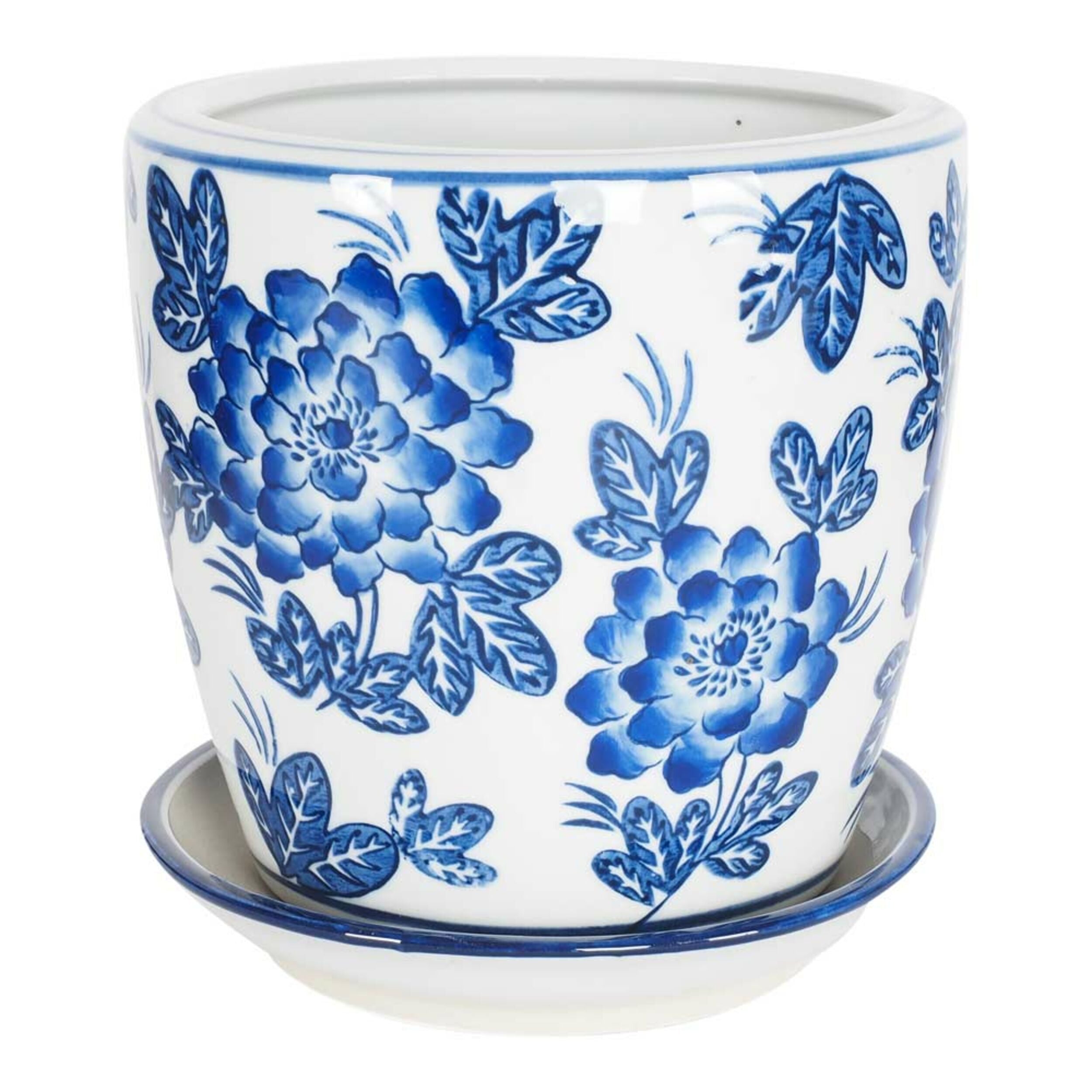 Celadon Blue & White Flower Pot 15cm