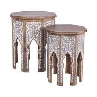 Frieze Wooden Carved Stool / Side Table 50x45x45cm