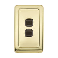 5803 Switch Flat Plate Rocker 2 Gang Brown Polished Brass H115xW72mm