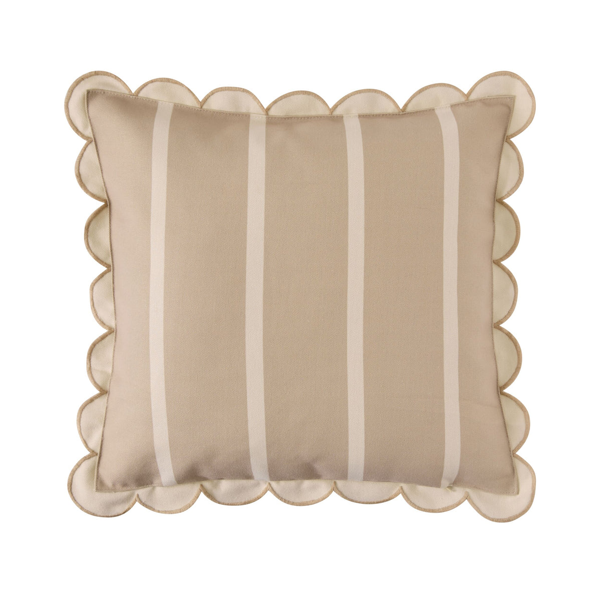 Aruba Scallop Edge Stripe Outdoor Cushion Sand 45x45cm