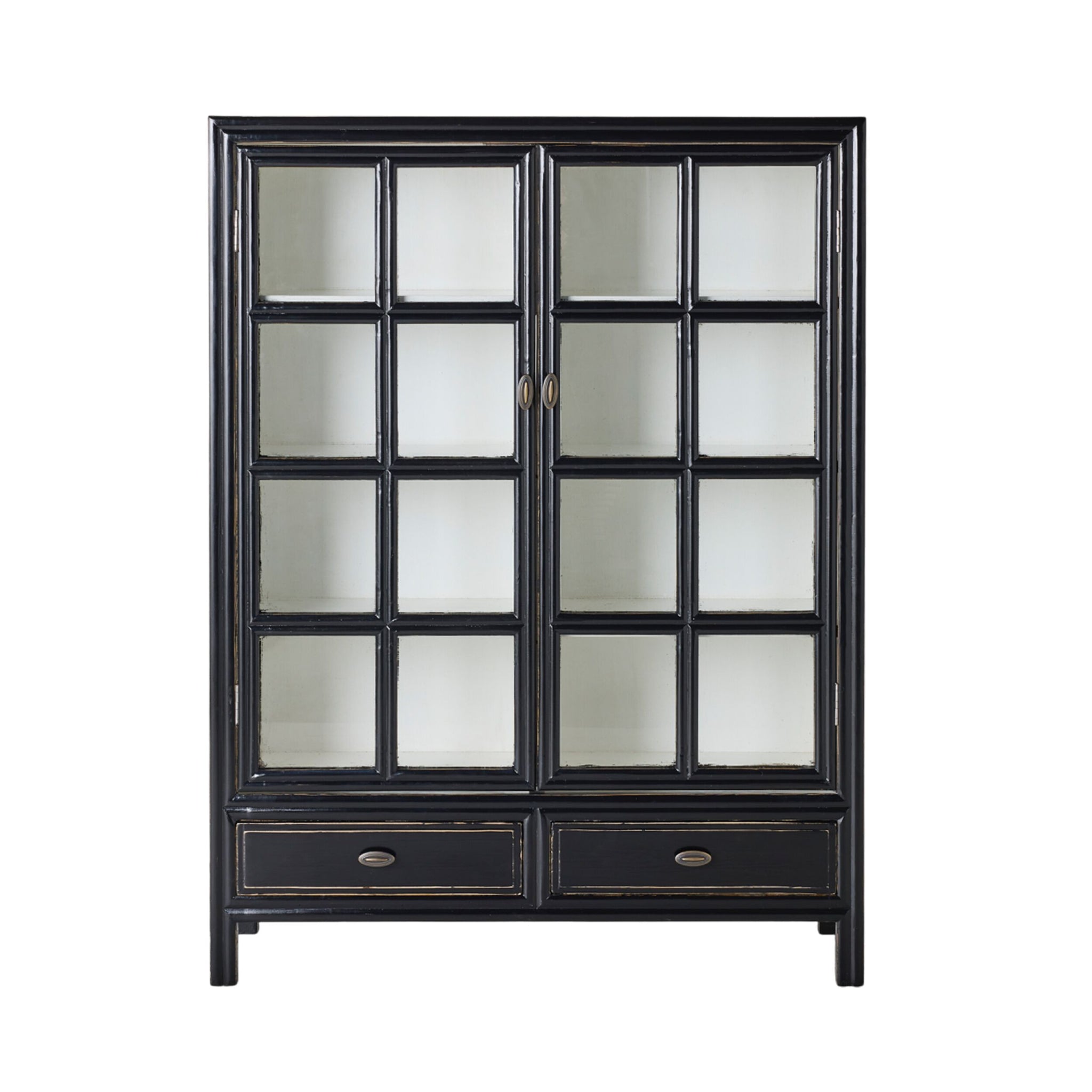Sansha 2 Door & 2 Drawer Display Cabinet Black & White