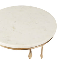 Iron Round Side Table With Marble Top 60cm