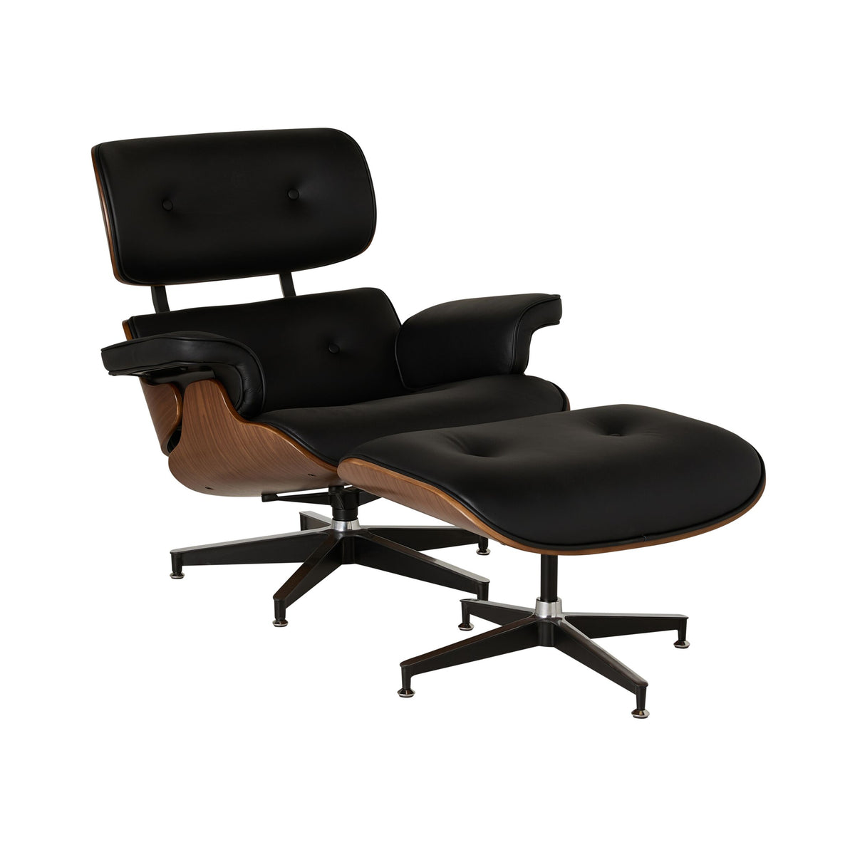 Replica Eames Lounge Chair and Ottoman Black Leather