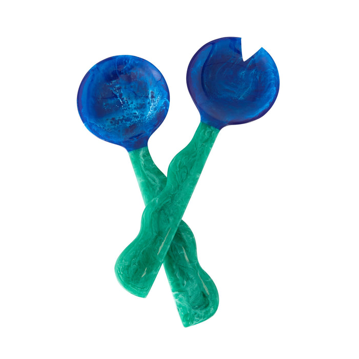 Poppi Two Tone Salad Servers Amalfi Blue