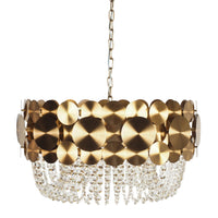 Ambrosia Satin Brass 6 Light Crystal Glass Chandelier