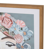 Charmaine Abstract Pink Floral Lady Framed Print 80x80cm