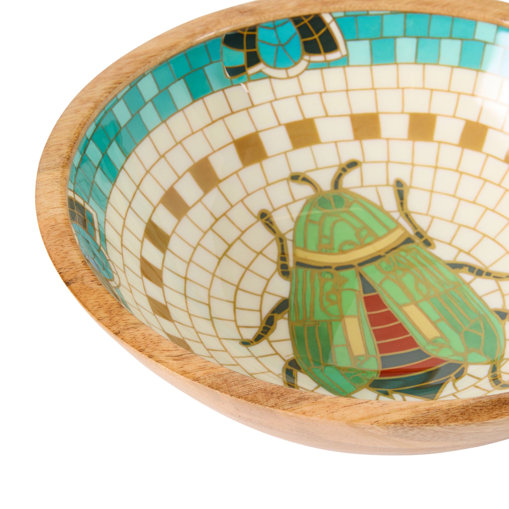 Mystic Scarab Mango Wood Round Bowl 23.5cm