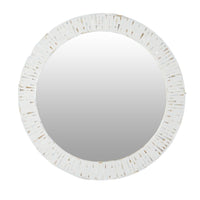 Mother Of Pearl White Round Frame Mirror 76x2.50cm