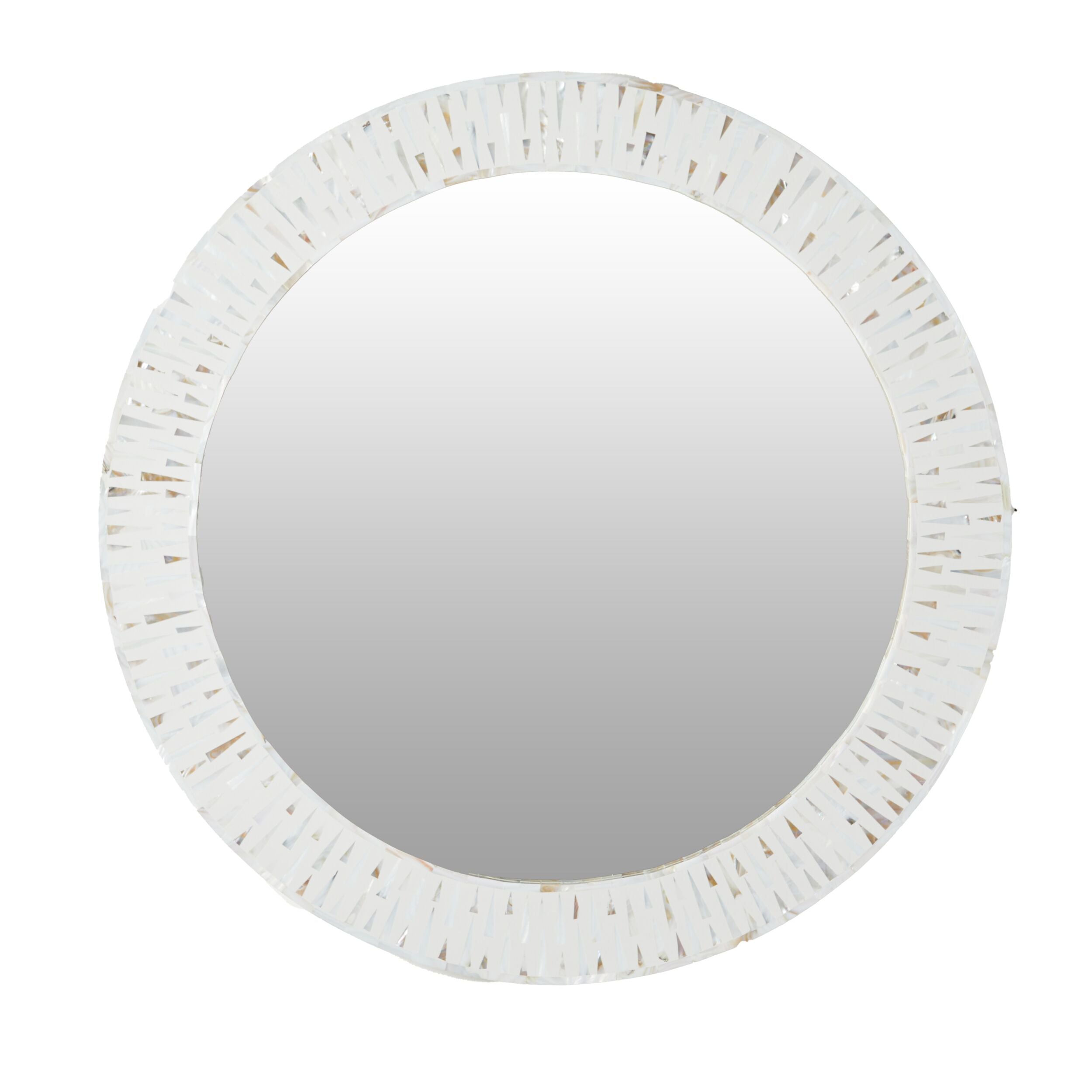 Mother Of Pearl White Round Frame Mirror 76x2.50cm