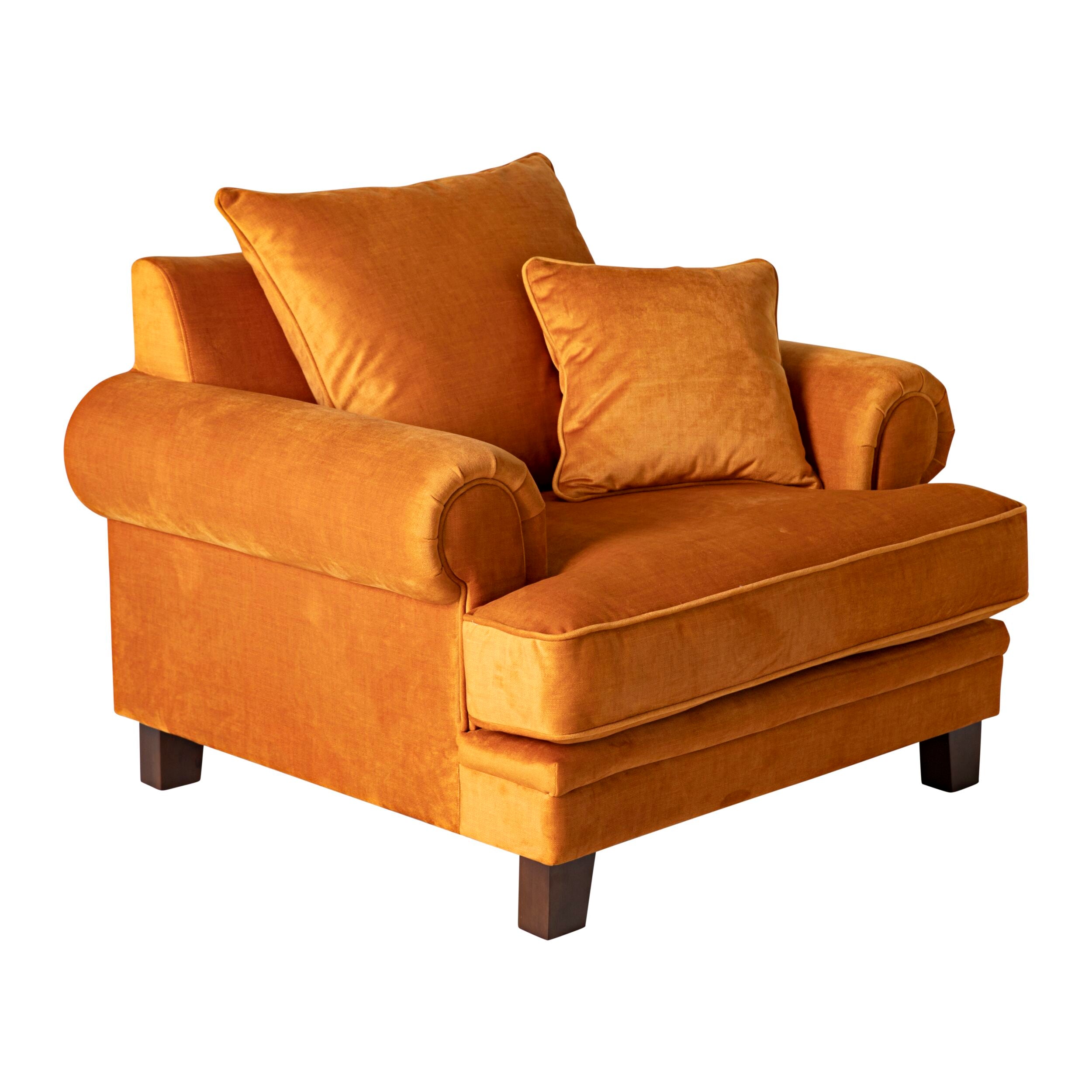Lisette Velvet Armchair Burnt Orange Custom C-009