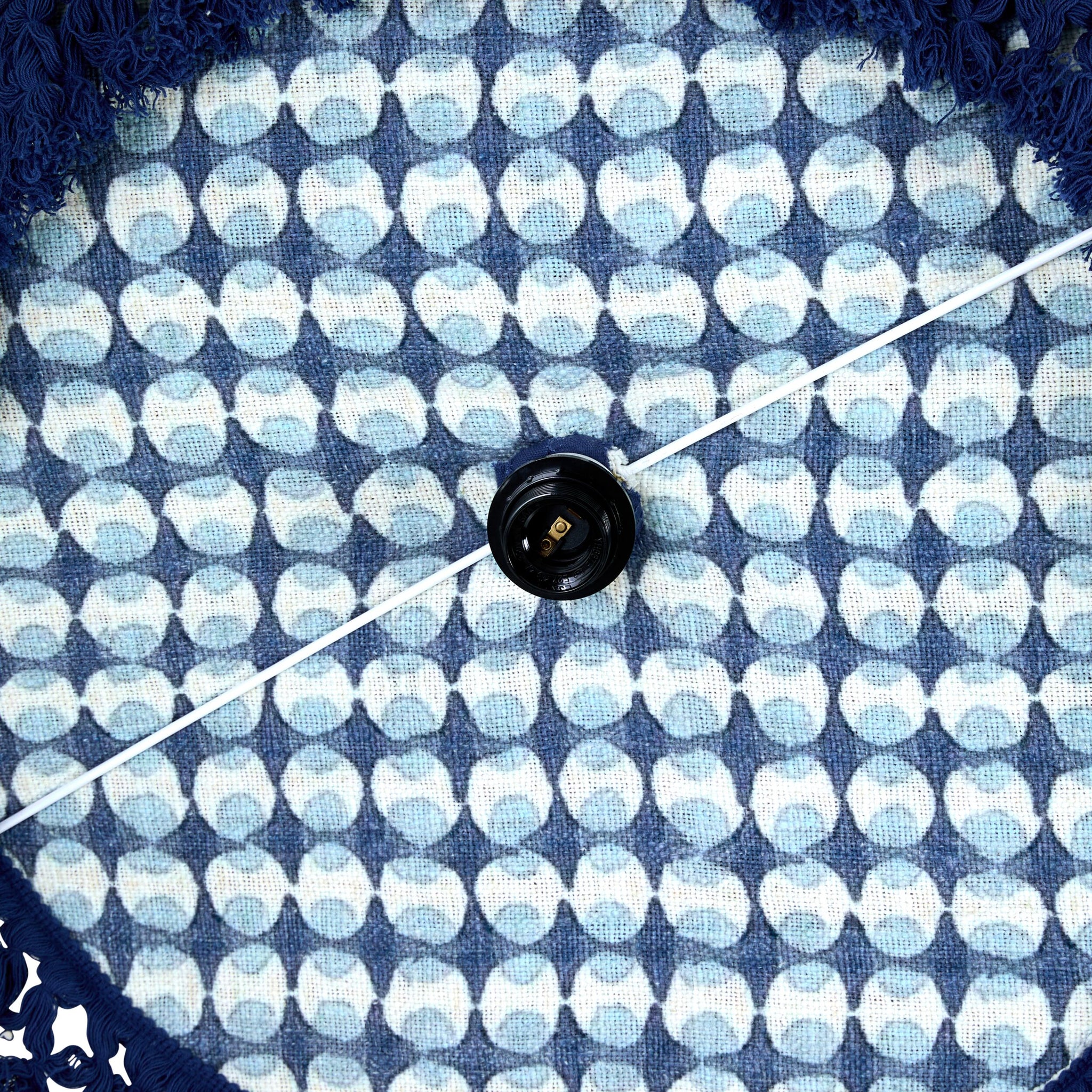 Fiesta Fringed Cotton Pendant Blue 75cm - SHADE ONLY
