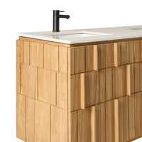 Asher Double Bathroom Vanity Teak with Stone Top 1510mm Package