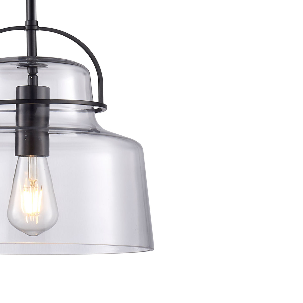 Teresa Glass Pendant Matt Black 30x51cm