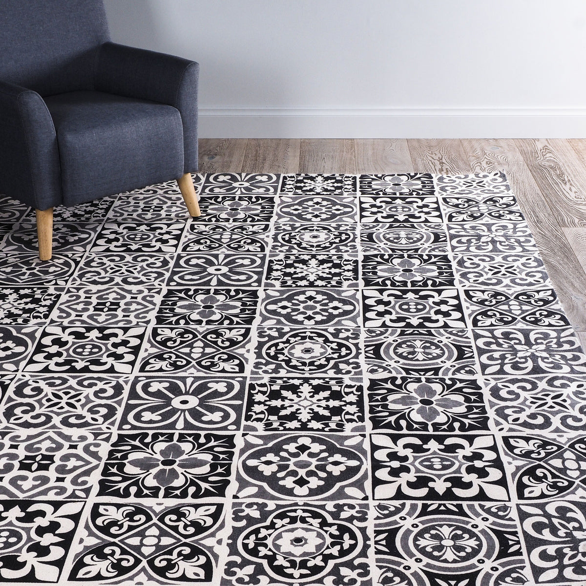 Carrelage Black Tile Hand Woven Rug 300x240cm – Early Settler AU