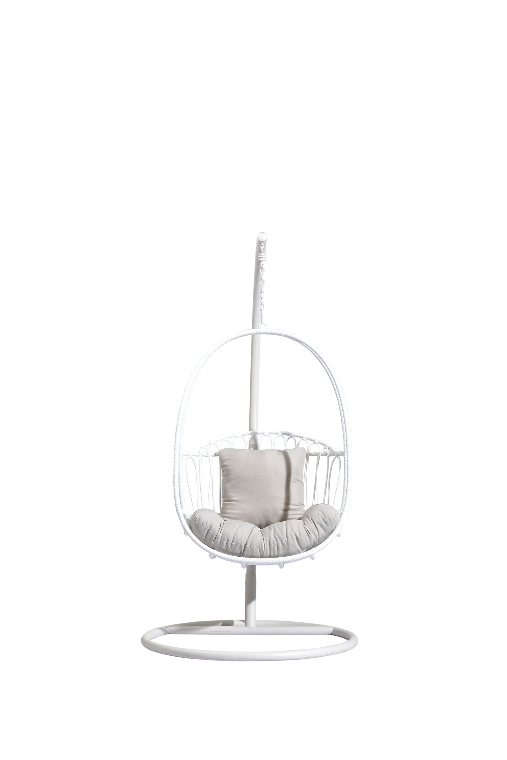 Byron Hanging Chair White/Light Grey Cushion