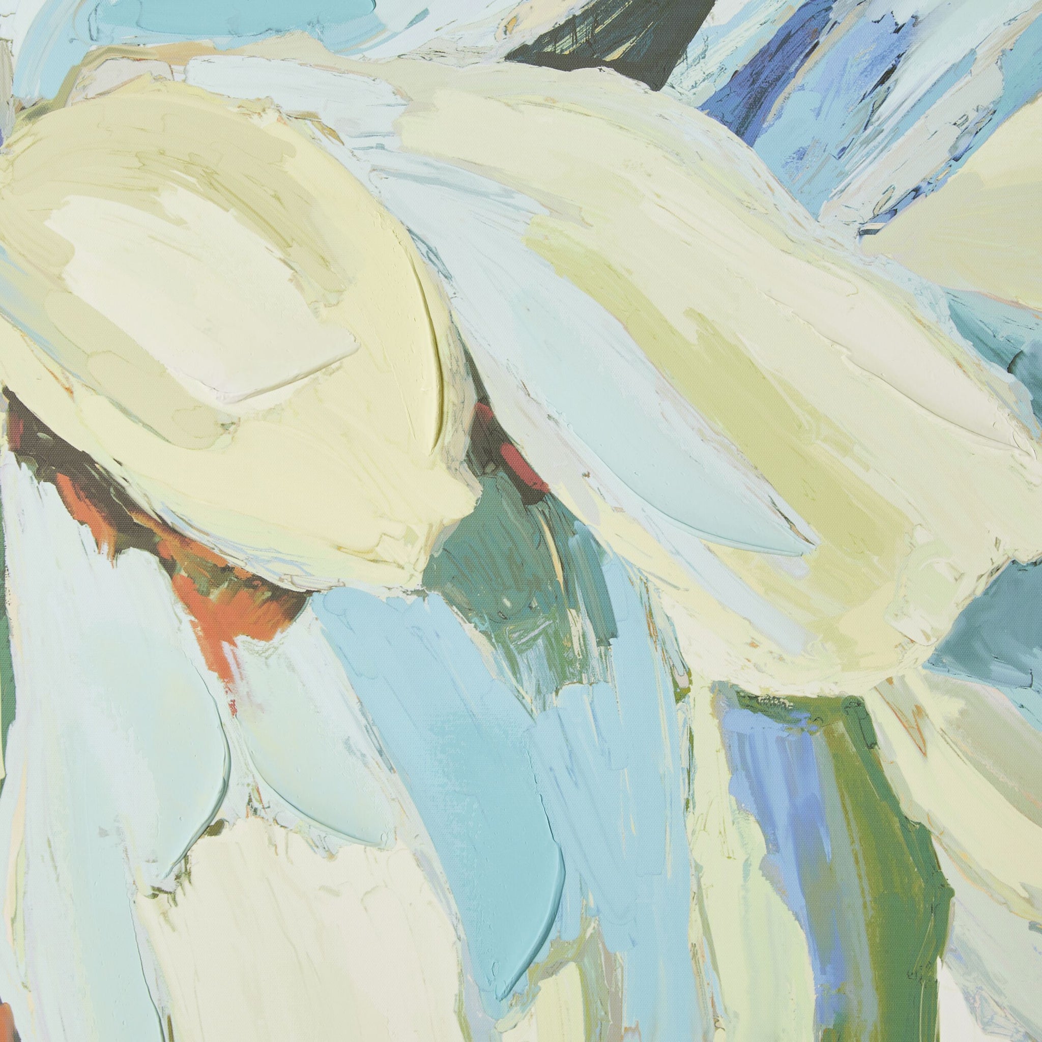 Floral Blues Framed Canvas Print 100x100cm