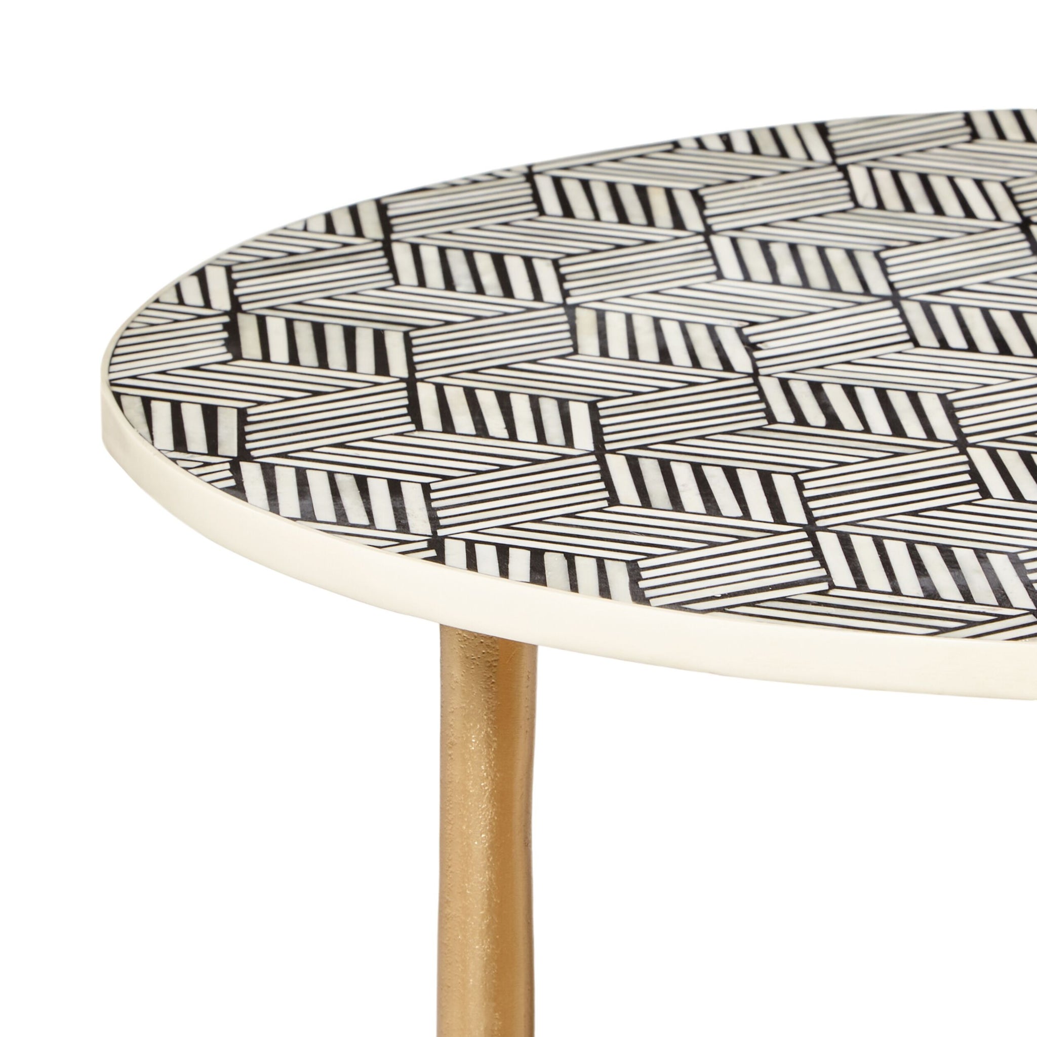Aria Bone Inlay Round Coffee Table Small Black and White