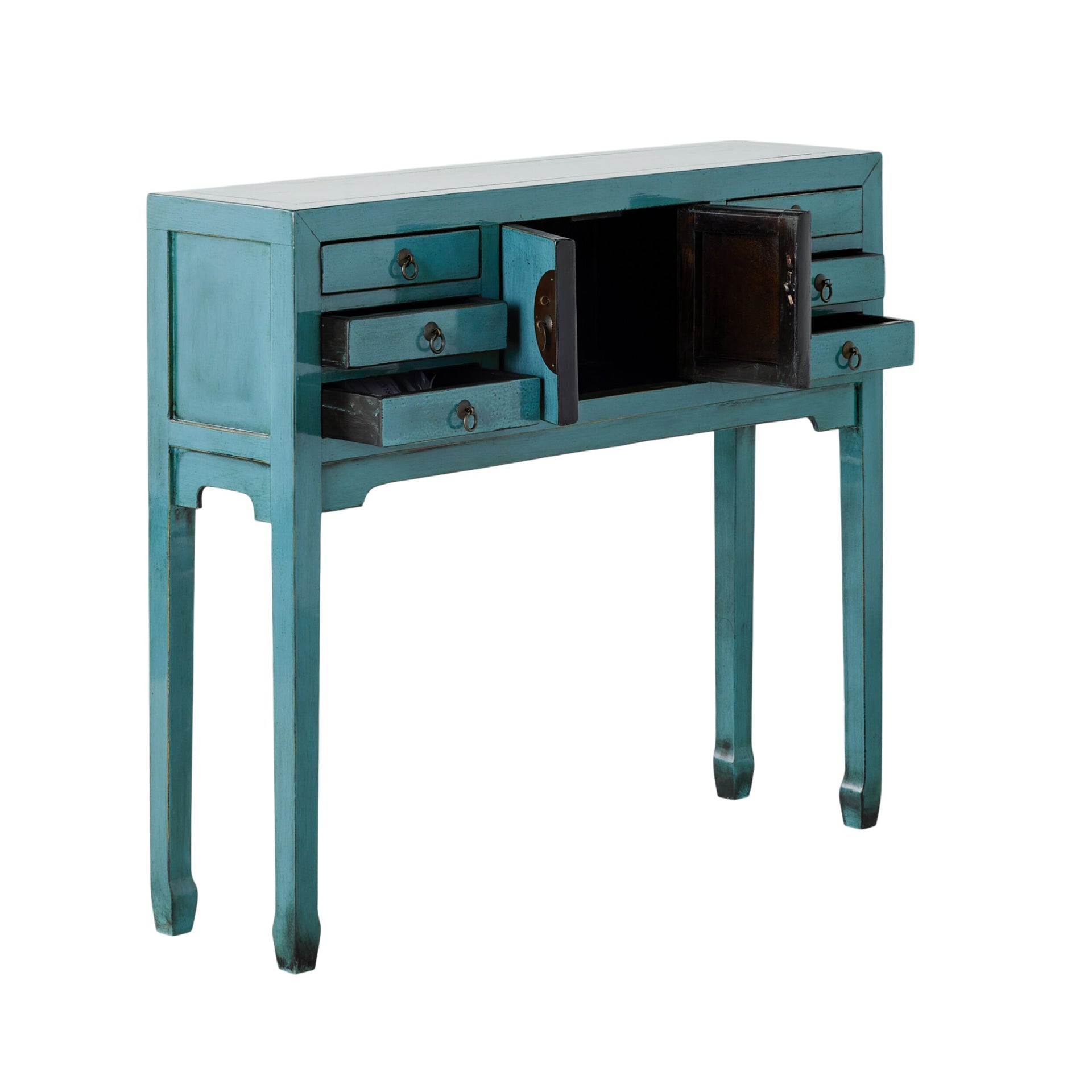 Sansha 2 Door & 6 Drawer Console Table Turquoise – Early Settler Australia