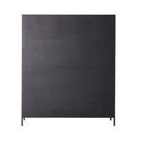 The Nero 6 Door Display Cabinet (135 x 40 x 160cm) in black stands upright on four small legs against a white background, featuring sleek storage and modern design.