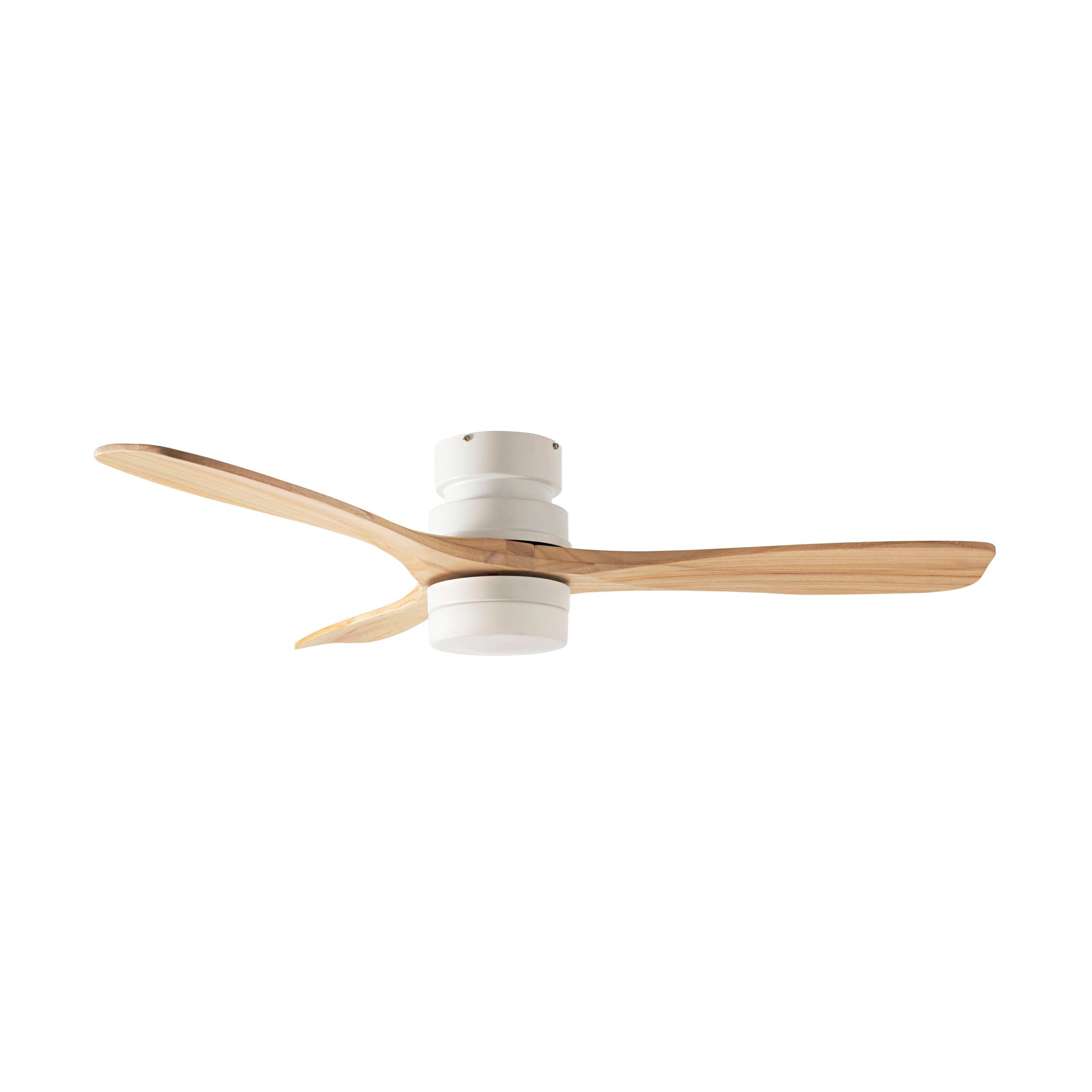 Portsea Hugger Indoor Ceiling Fan with LED Light & Remote - White & Timber 112cm