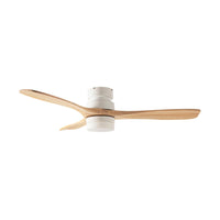 Portsea Hugger Indoor Ceiling Fan with LED Light & Remote - White & Timber 112cm