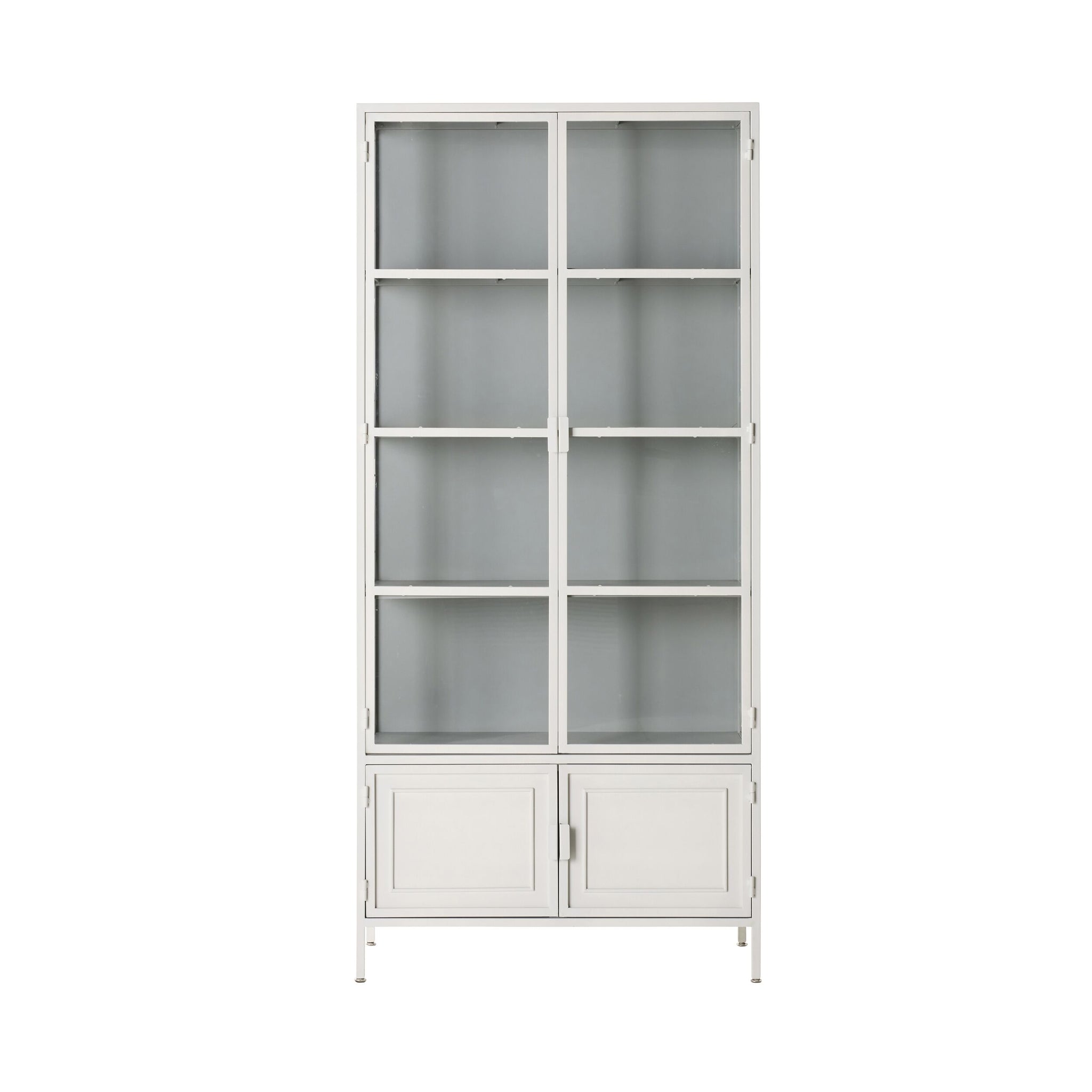 Nero 4 Door Display Cabinet 201 x 92cm White & Grey