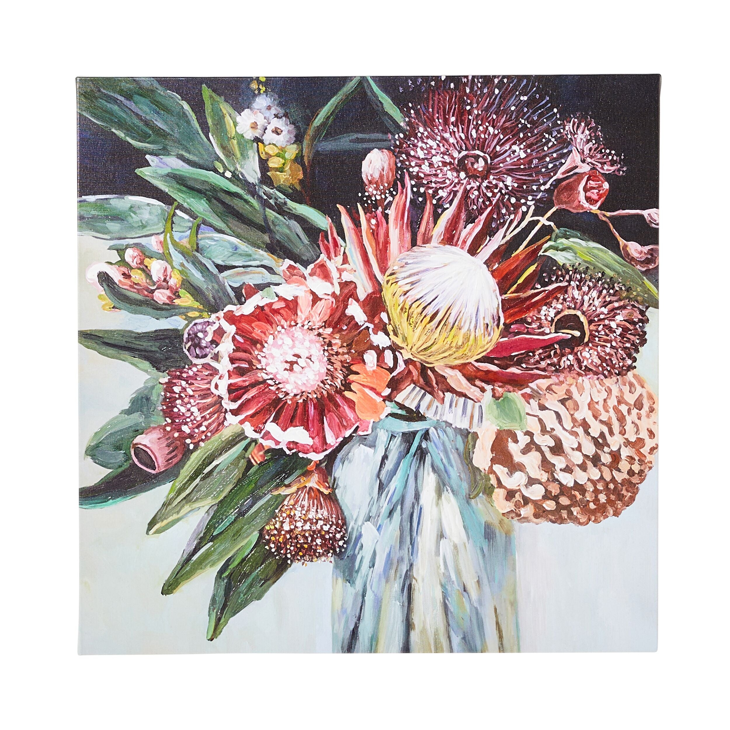 Vase of Crimson Natives I Canvas Print 60x60cm