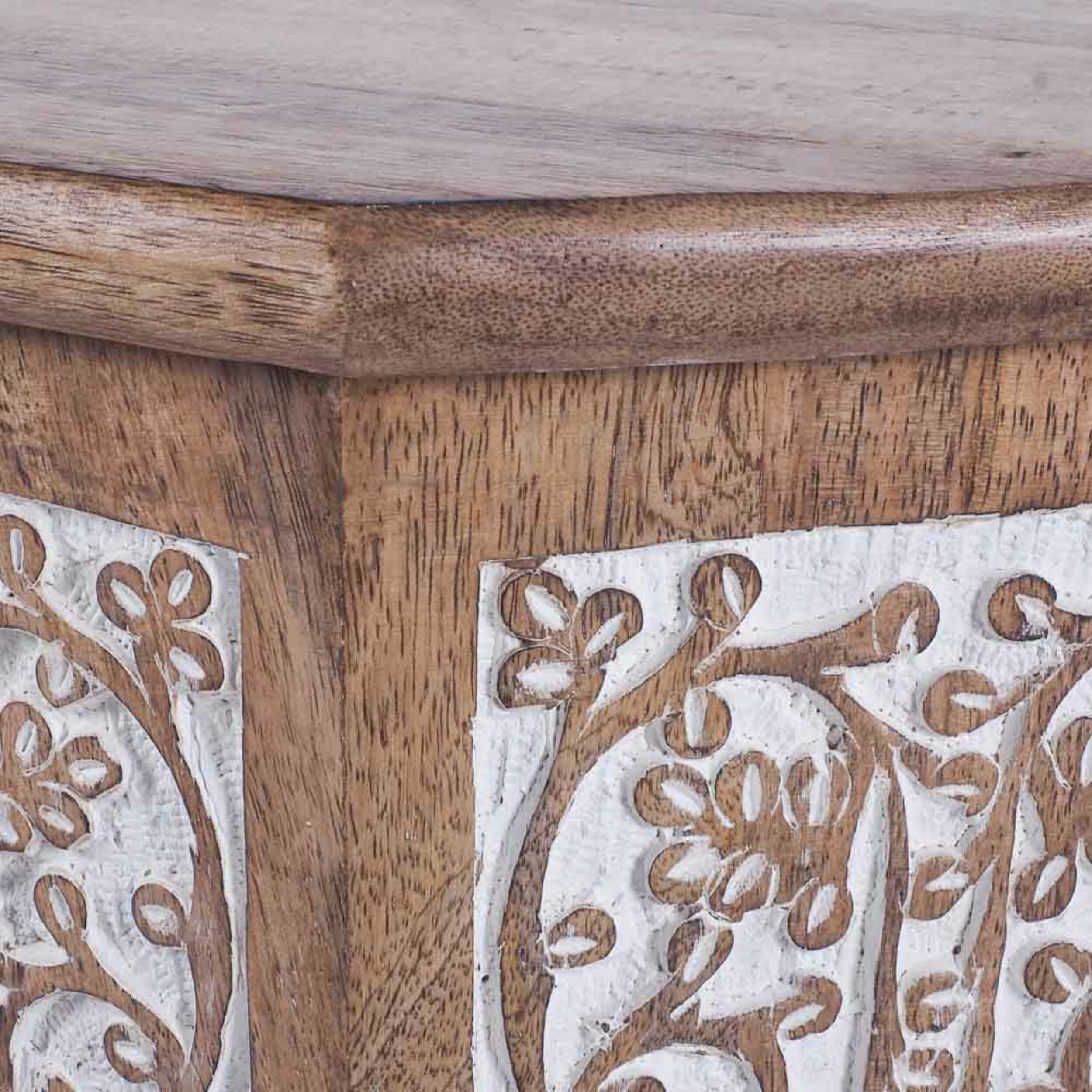 Frieze Wooden Carved Stool / Side Table 50x45x45cm