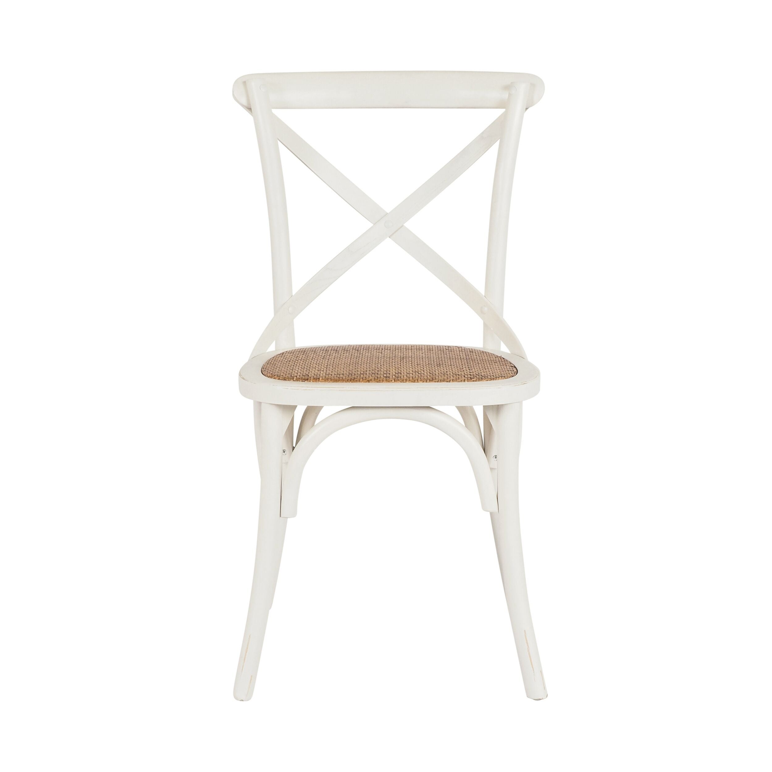 Provincial Cross Back Dining Chair Vintage White - Image 1